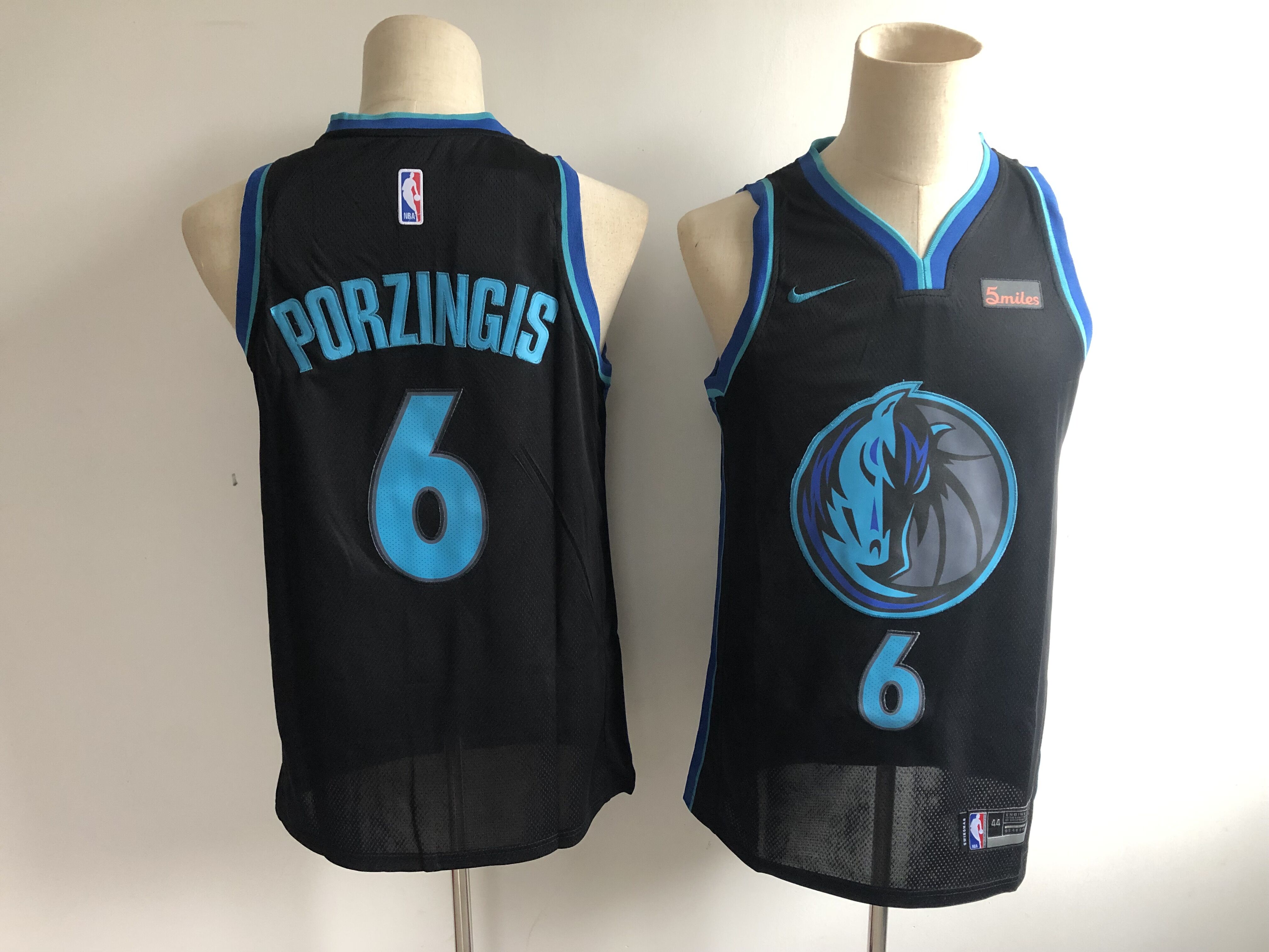 Men Dallas Mavericks 6 Porzingis Black City Edition Game Nike NBA Jerseys